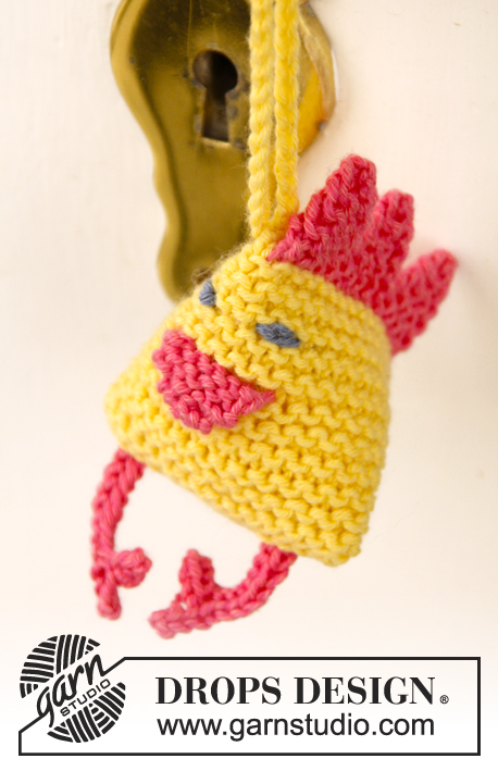 Kikiri-Key / DROPS Extra 0-1021 - DROPS Easter: Knitted Easter chicken in garter st in ”Cotton Merino”.