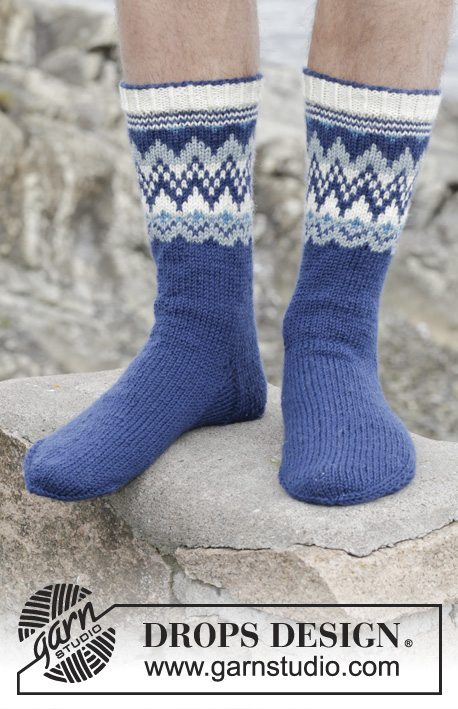 Ólafur Socks / DROPS Extra 0-1147 - Strikkede sokker til herre i DROPS Karisma eller Merino Extra Fine med norsk mønster. Str 35 - 46.