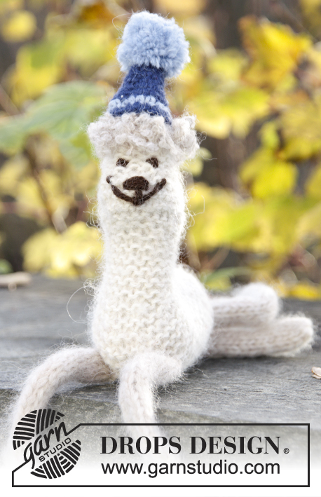 Rufus / DROPS Extra 0-1180 - Alpaca DROPS em ponto jarreteira com chapéu em croché, em “Alpaca” e “Brushed Silk”.