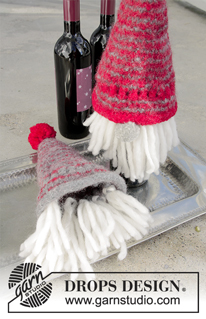 Joyous Break / DROPS Extra 0-1343 - Knitted and felted bottle covers for Christmas in DROPS Snow.