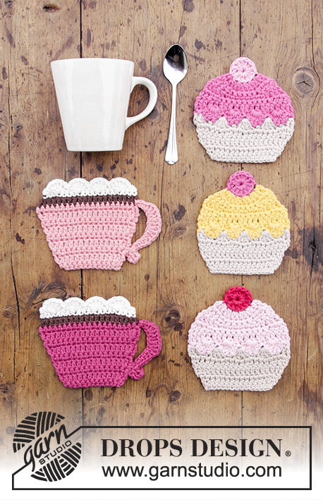 Breakfast Cupcakes / DROPS Extra 0-1384 - Base de copo en forma de chávena e cupcake / muffin.
Crochetam-se em DROPS Paris.
