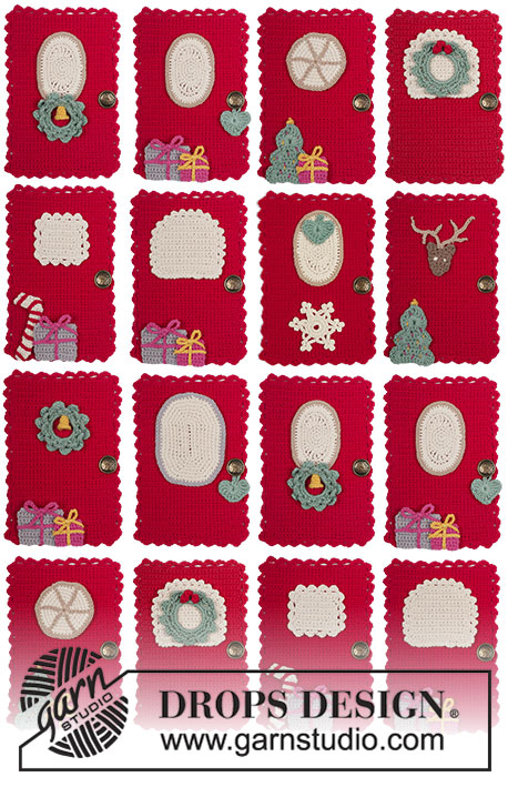 Advent Calendar Doors / DROPS Extra 0-1392 - Portas separadas para o calendário de Natal em croché, em DROPS Safran.