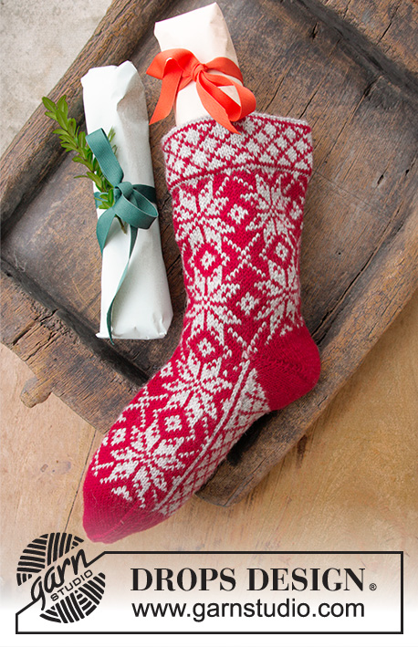 Nick's Sock / DROPS Extra 0-1393 - DROPS Karisma lõngast kootud mitmevärvilise Norra mustriga kaunistus jõulusokk jõuludeks