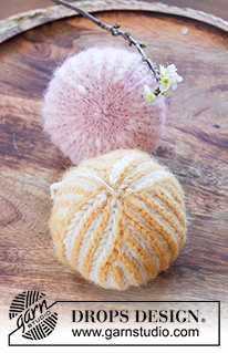 Sweet Puffs / DROPS Extra 0-1484 - Ovo da Páscoa tricotado em DROPS Air, em canelado inglês bicolor. 
Tema: Páscoa.