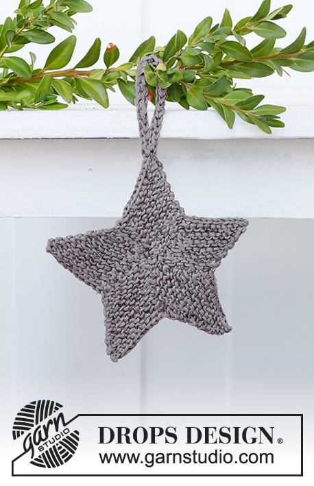 Joy Peace Knit / DROPS Extra 0-1522 - Knitted star-shaped Christmas decoration in DROPS Belle. Theme: Christmas.