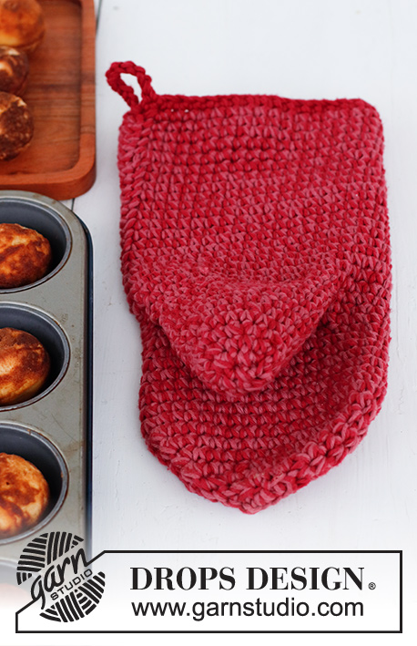 Holiday Mitts / DROPS Extra 0-1550 - Gehaakte barbecue want in 2 draden DROPS Paris. Thema: Kerst.