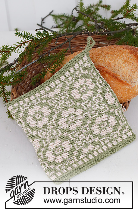 Forest Flowers / DROPS Extra 0-1552 - Maniques tricotées avec jacquard nordique en DROPS Belle. Thème: Noël.