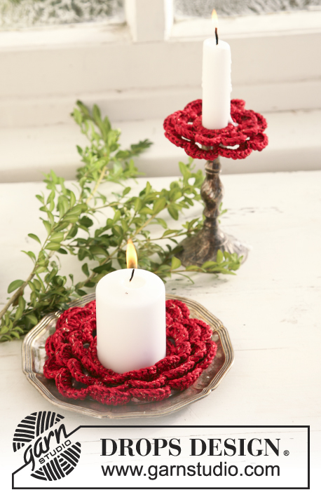 DROPS Extra 0-519 - Bases de velas de Natal DROPS em croché em “Cotton Viscose” e “Glitter” 