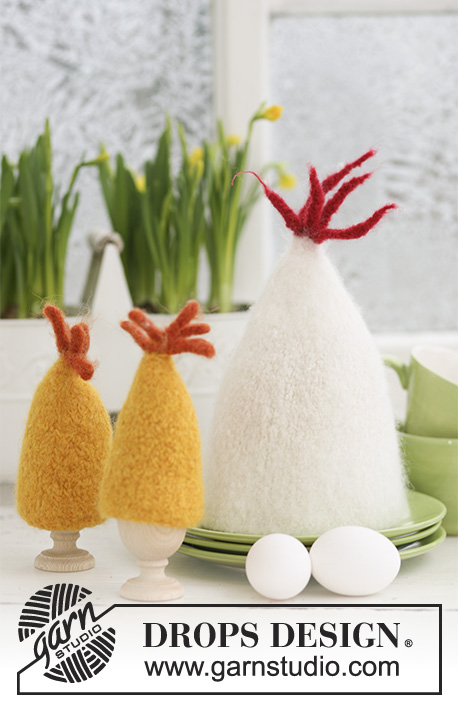On the Nest / DROPS Extra 0-550 - Filtede DROPS æggevarmere til påske i ”Snow”
