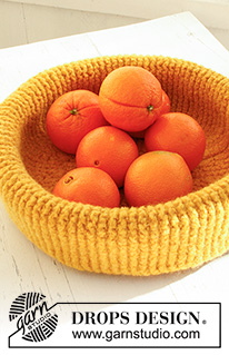 Sunshine Basket / DROPS Extra 0-767 - Vanutatud DROPSi lihavõtte puuviljakorv kahekordsest ”Snow” lõngast.