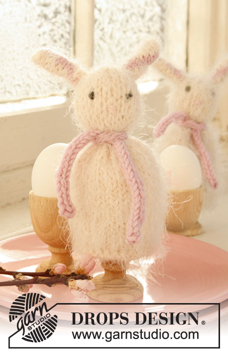 Emily Rabbit / DROPS Extra 0-770 - Abafador de ovos em tricô para a Páscoa em DROPS Symphony ou DROPS Melody.