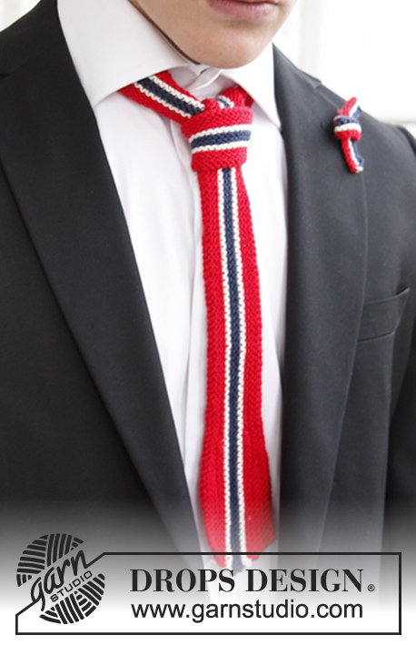 DROPS Extra 0-775 - Lazo nacional y corbata DROPS tejidos en “Safran”.