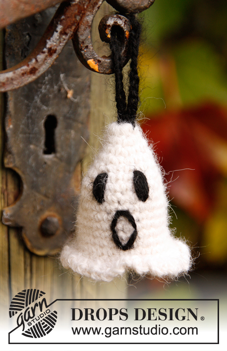 Casper / DROPS Extra 0-781 - Fantasma DROPS em croché, para o Halloween, em 2 fios ”Alpaca”.