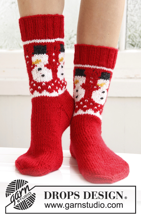 Frosty Feet / DROPS Extra 0-786 - Calze DROPS ai ferri, con motivo natalizio, in Karisma. Taglie: dalla 32 alla 43 

