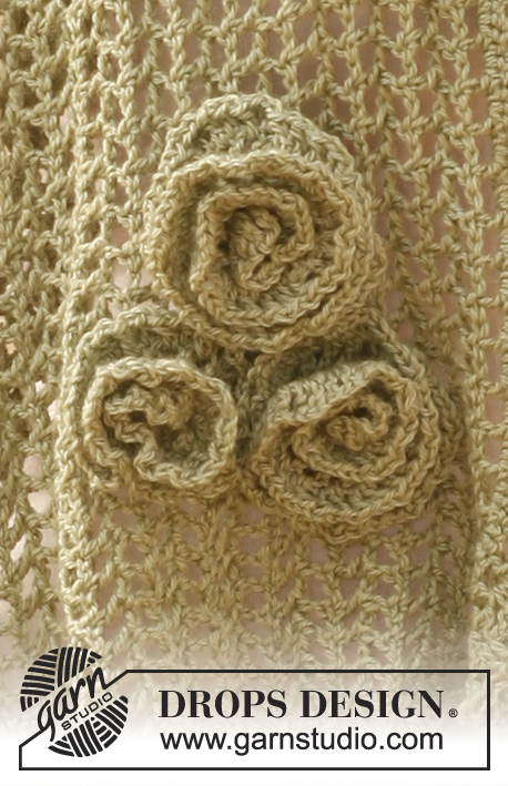 Sandrose Flower / DROPS Extra 0-827 - Kwiat DROPS na szydełku z włóczki BabyAlpaca Silk