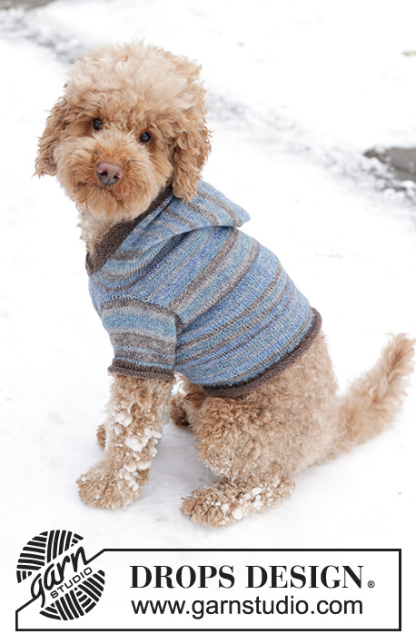Little Watcher / DROPS Extra 0-833 - Pull pour chien tricoté en DROPS Fabel. Se tricote à partir du bas vers le col,  avec capuche. Du XS au M.