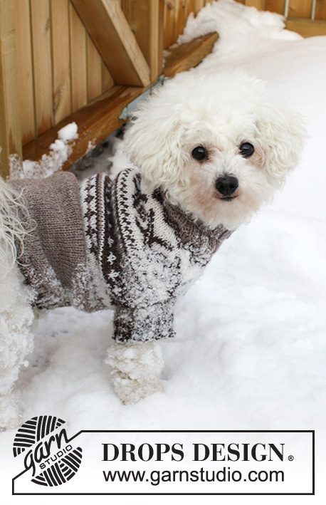 Let's Go / DROPS Extra 0-836 - Sweter dla psa DROPS z żakardem norweskim z włóczki „Karisma”. Od XS do L.