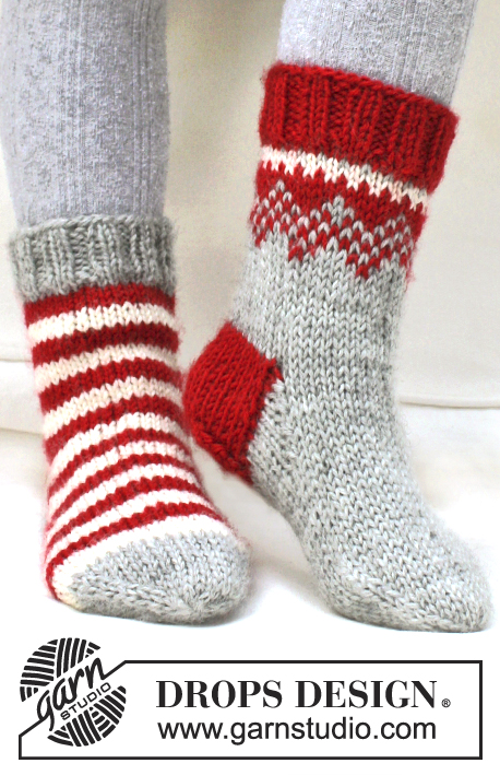 Twinkle Toes / DROPS Extra 0-865 - Kötött DROPS Karácsonyi zokni Karisma  fonalból.