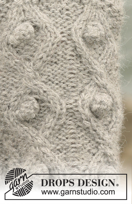 DROPS 102-39 - Rękawiczki na drutach, z irlandzkim wzorem i supełkami, 2 nitkami włóczki DROPS Alpaca
