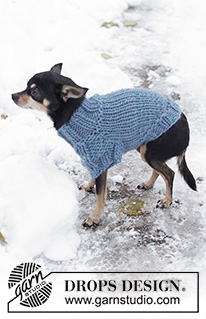 Winter Woof / DROPS 102-44 - Strikket hundegenser / genser til hund i DROPS Snow. Arbeidet strikkes fra halsen til halen. Størrelse XS - L.