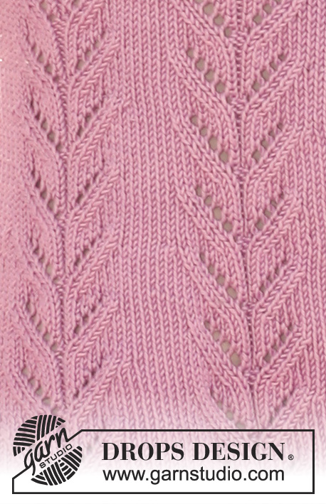 Julianne / DROPS 105-9 - Rozpinany sweter na drutach, z reglanowymi krótkimi rękawami, ściegiem ażurowym, z włóczki DROPS Muskat – od S do XXXL