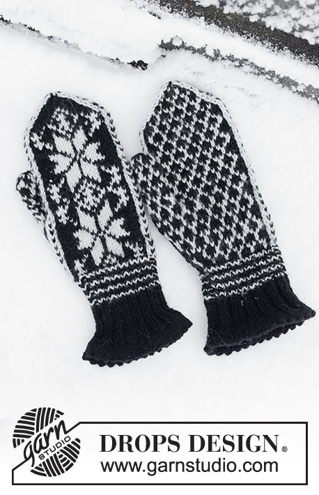 DROPS 110-39 - Moufles tricotées type Selbu avec jacquard nordique, en DROPS Karisma. À tricoter également en DROPS Merino Extrafine