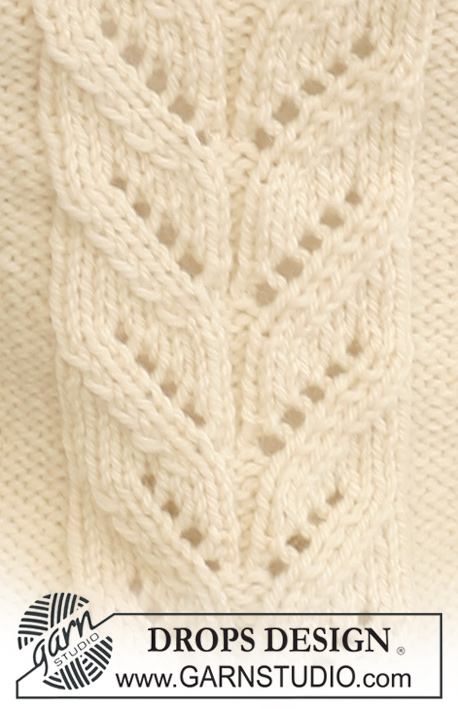 Snowy Branches / DROPS 122-9 - DROPS pulovr s copánkovým vzorem a stojáčkem pletený z příze Nepal.