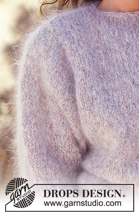 Dulce Lavanda / DROPS 13-6 - Sweter na drutach, przerabiany 1 nitką włóczki DROPS Magia lub 2 nitkami DROPS Brushed Alpaca Silk. Od S do L.