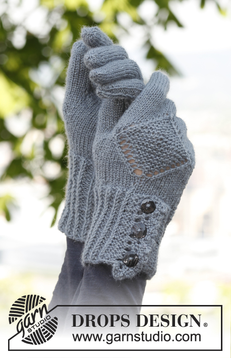 Emily Gloves / DROPS 140-37 - Gestrickte DROPS Handschuhe aus „BabyAlpaca Silk“ mit Lochmuster und kleiner Bordüre. Größe S - XL.