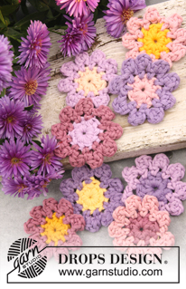 Free patterns - Decoratieve bloemen / DROPS 147-46
