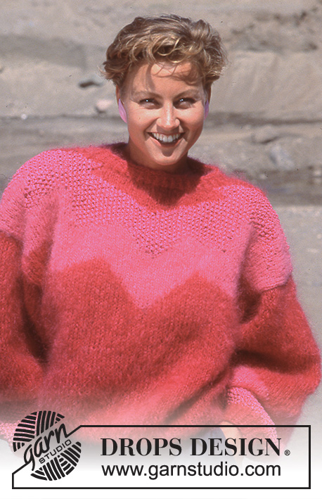 Pink Explosion / DROPS 15-14 - Sweter na drutach z włóczki DROPS Vienna, ze ściegiem fantazyjnym, z włóczki DROPS Muskat. Rozmiar M.