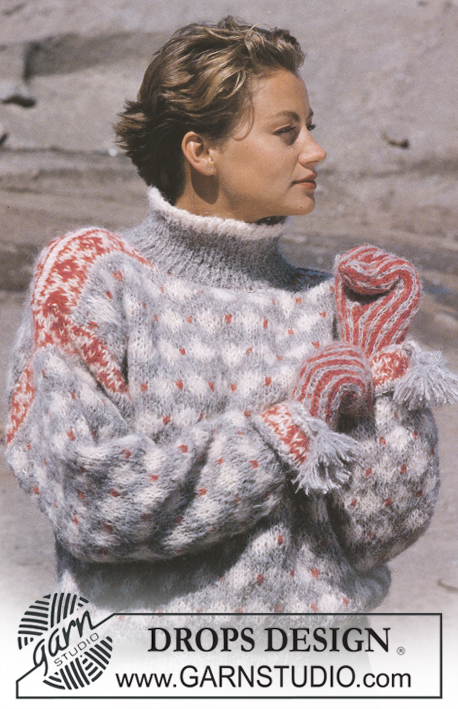 Cozy Fuzz / DROPS 15-8 - Sweter i rękawiczki na drutach, z włóczek DROPS Vienna i DROPS Alpaca. Od S do L