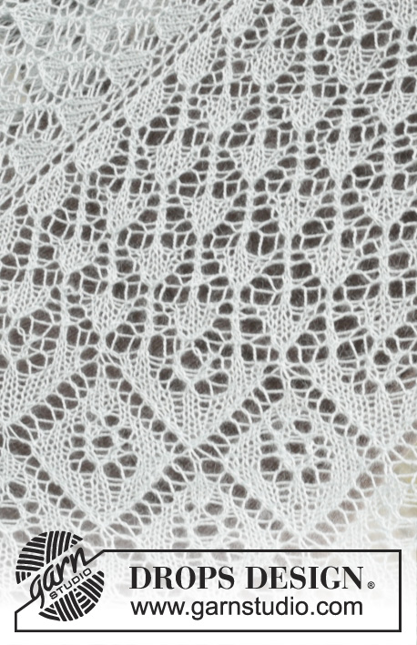 First Frost / DROPS 156-2 - Strikket DROPS sjal med hullmønster. Vist i ”Lace” og ”BabyAlpaca Silk” fra garngruppe A.