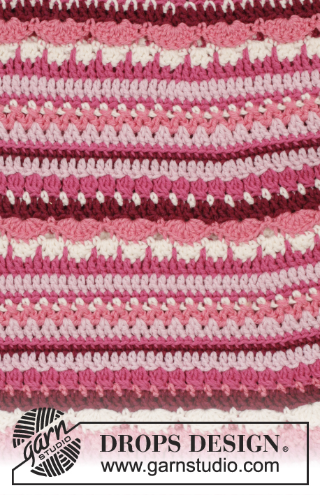 Berry Ripple / DROPS 169-22 - Hæklet DROPS nederdel i ”Cotton Merino” med striber og viftemønster. Hæklet ovenfra og ned. Str S - XXXL.