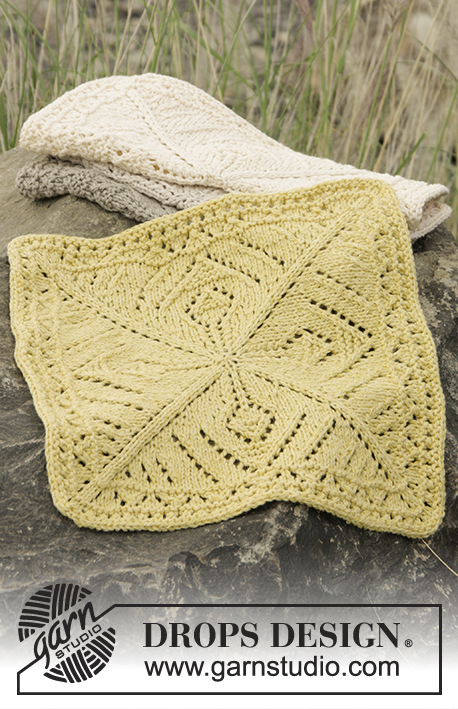 Thistle in Bloom / DROPS 170-34 - Knitted DROPS cloths with lace pattern in Belle.