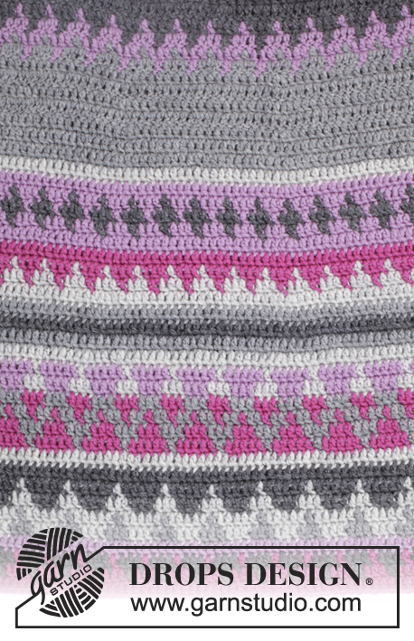 Color of Winter / DROPS 171-30 - Gehaakte DROPS rok met veelkleurig patroon, wordt van boven naar beneden gehaakt van ”Karisma”. Maat: S - XXXL.