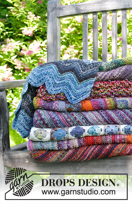 Lost and Found / DROPS 172-48 - Knitted DROPS blanket with Domino squares in ”Fabel”.