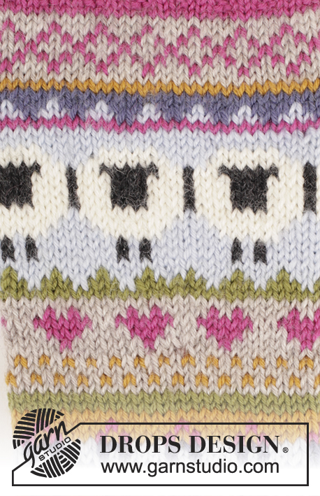 Sleepy Sheep / DROPS 173-45 - Calcetines de punto DROPS con patrón multicolor en ”Karisma”. Talla 35 - 46
