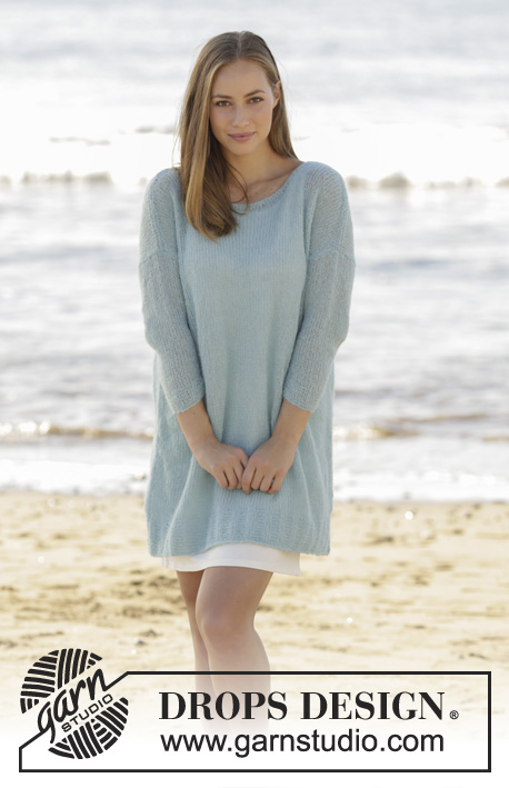 Naomi / DROPS 177-17 - Knitted jumper with ¾ sleeves in DROPS Brushed Alpaca Silk. Size: S - XXXL