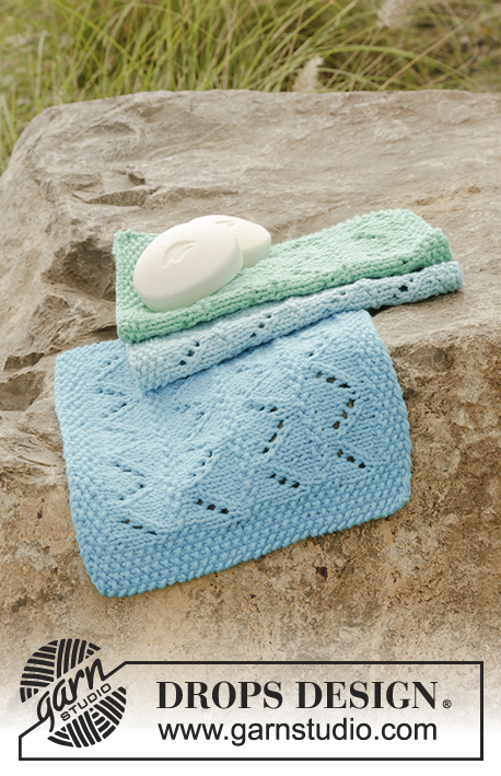 Tidy Tides / DROPS 178-65 - Knitted cloths with lace pattern and moss stitch in DROPS Paris.