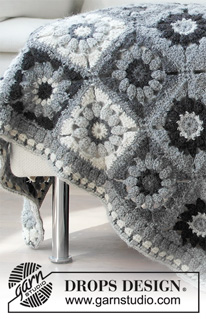 Margarita / DROPS 179-5 - Blanket with crochet squares. 
Piece is crocheted in DROPS Puna or Sky.