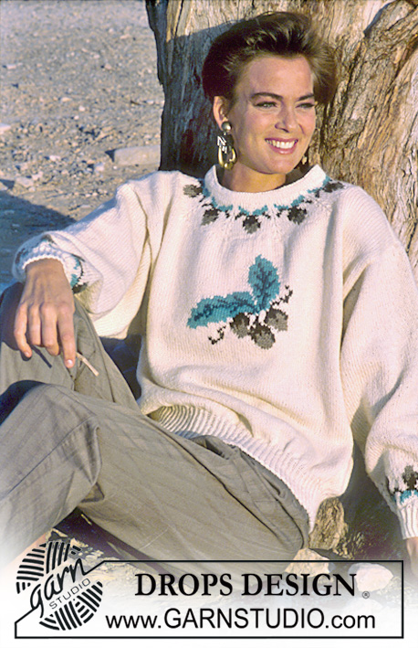DROPS 18-17 - Sweter na drutach, z żakardem w orzechy laskowe, z włóczki DROPS Karisma Superwash.