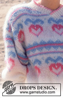 Sweet Harvest / DROPS 18-7 - Sweter na drutach z żakardem w kwiaty, z włóczki DROPS Vienna lub DROPS Melody. Od S do L.