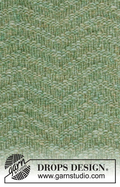 Green Sea / DROPS 180-26 - L'ensemble se compose de: Châle et manchettes en zigzags. 
L’ensemble tricote en DROPS Air.