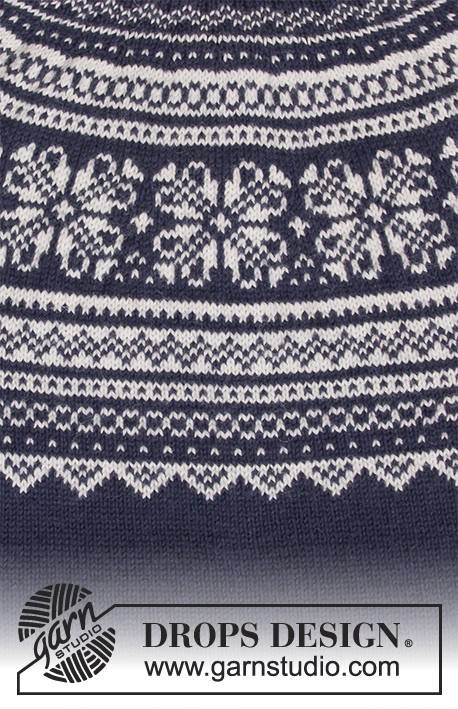 Lofoten / DROPS 181-9 - Sweter z zaokrąglonym karczkiem, żakardem norweskim i w kształcie trapezu, przerabiany od góry do dołu. Od S do XXXL.
Z włóczki DROPS Lima.