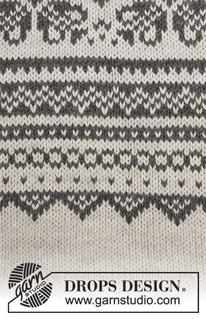 Lofoten / DROPS 181-9 - Pull avec empiècement arrondi, jacquard norvégien et forme trapèze, tricoté de haut en bas. Du S au XXXL.
