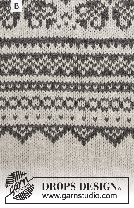 Lofoten / DROPS 181-9 - Sweter z zaokrąglonym karczkiem, żakardem norweskim i w kształcie trapezu, przerabiany od góry do dołu. Od S do XXXL.
Z włóczki DROPS Lima.