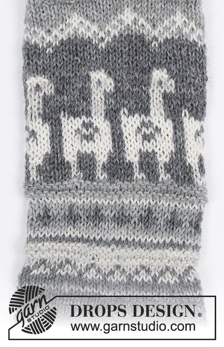 Lama Rama Socks / DROPS 185-19 - Meias para homem tricotadas com jacquard. Do 35 ao 46.
Tricotam-se em DROPS Fabel.