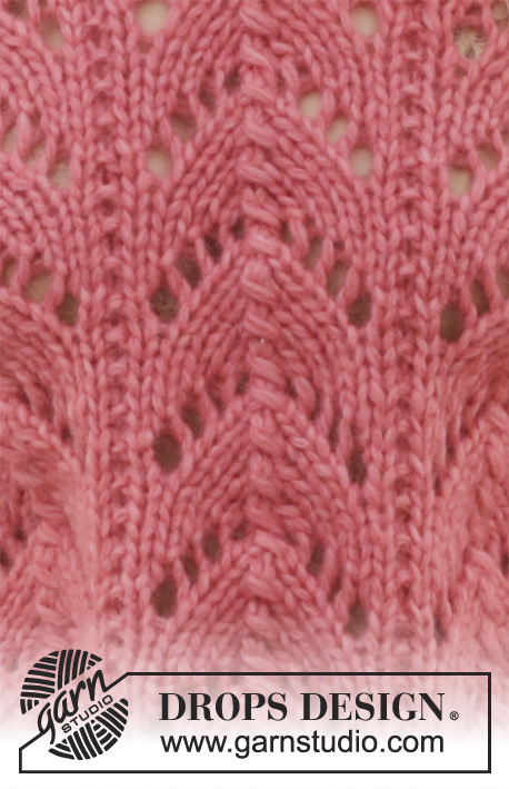 Blushing Beauty / DROPS 186-1 - Strikket genser med hullmønster. Størrelse S - XXXL. Arbeidet er strikket i 2 tråder DROPS Air eller du kan bruke 2 tråder DROPS Brushed Alpaca Silk