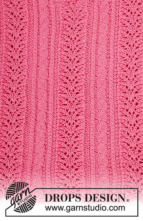 Heart by Heart / DROPS 186-17 - Pulovr s copánkovým a ažurovým vzorem pletený z příze DROPS Cotton Merino. Velikost: S - XXXL